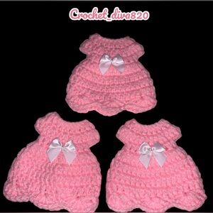 12 Crochet mini baby dress party favors baby shower